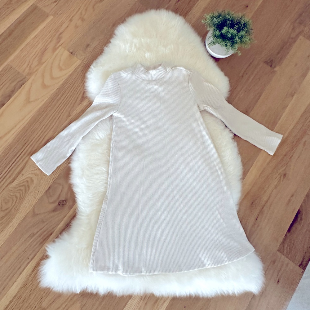 Girls Cream Old Navy Mock neck ribbed dress